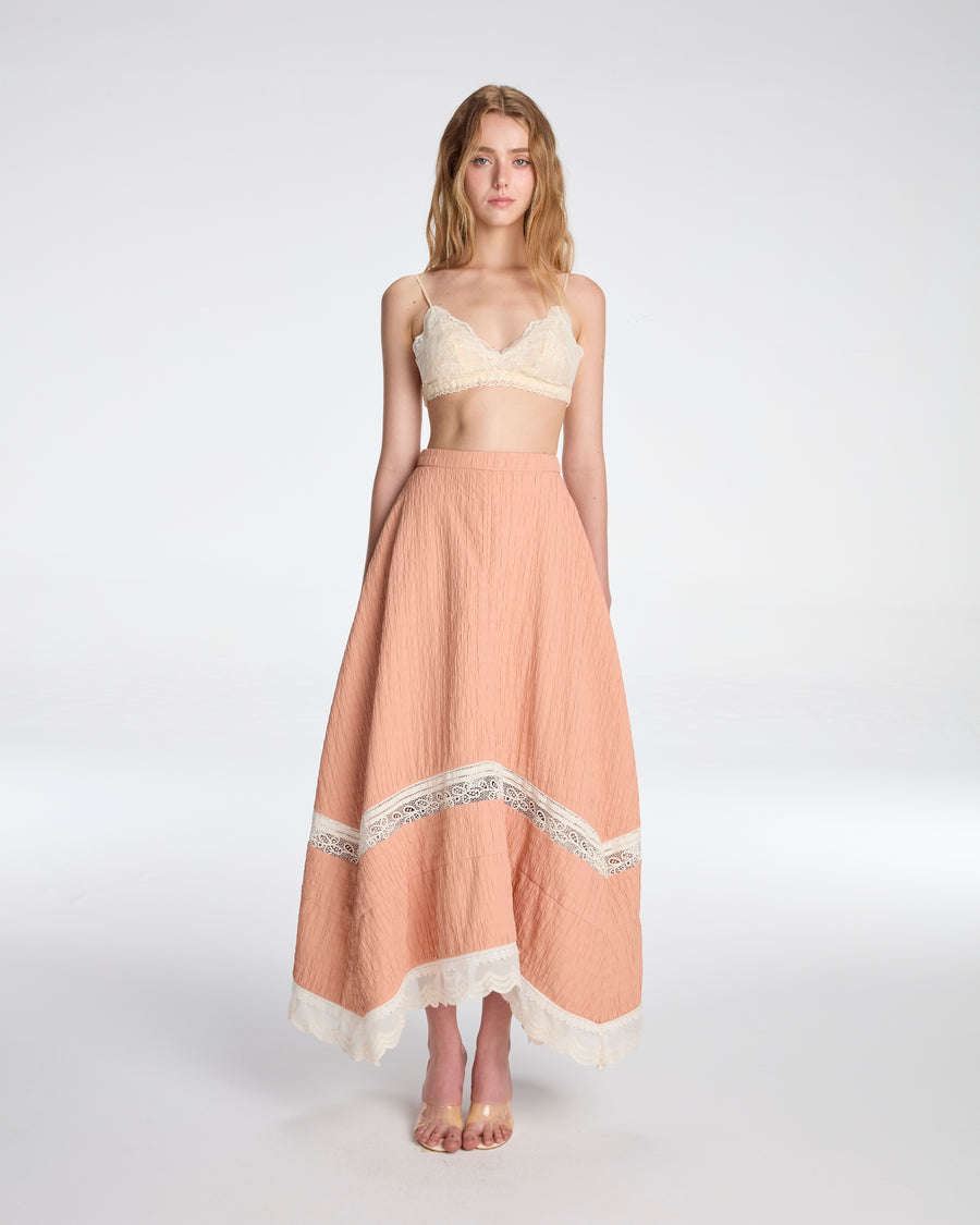 Long square skirt in peach nectar
