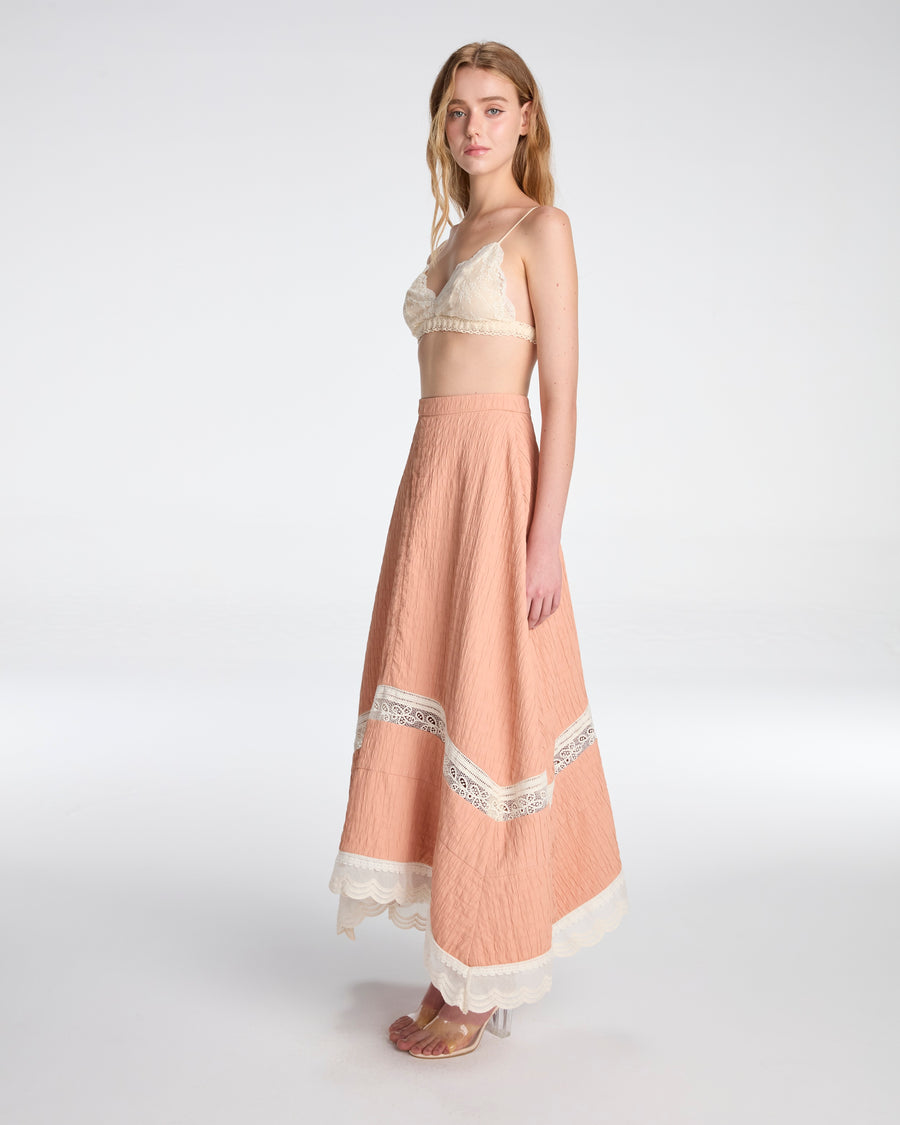 Long square skirt in peach nectar