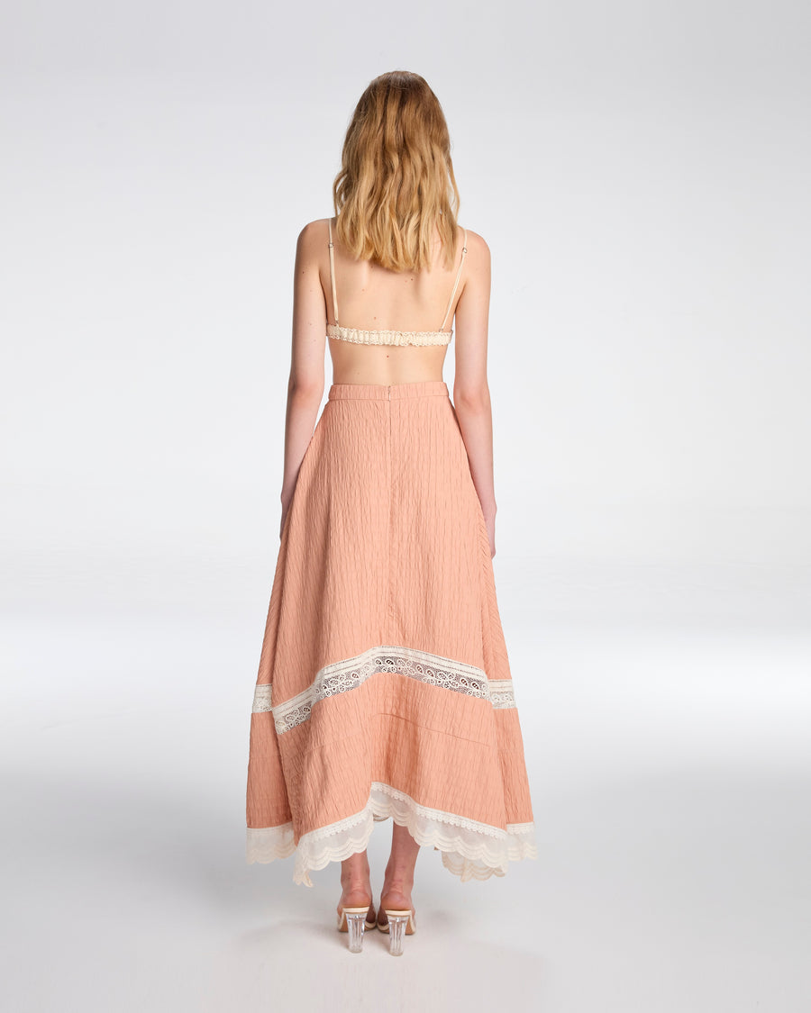 Long square skirt in peach nectar