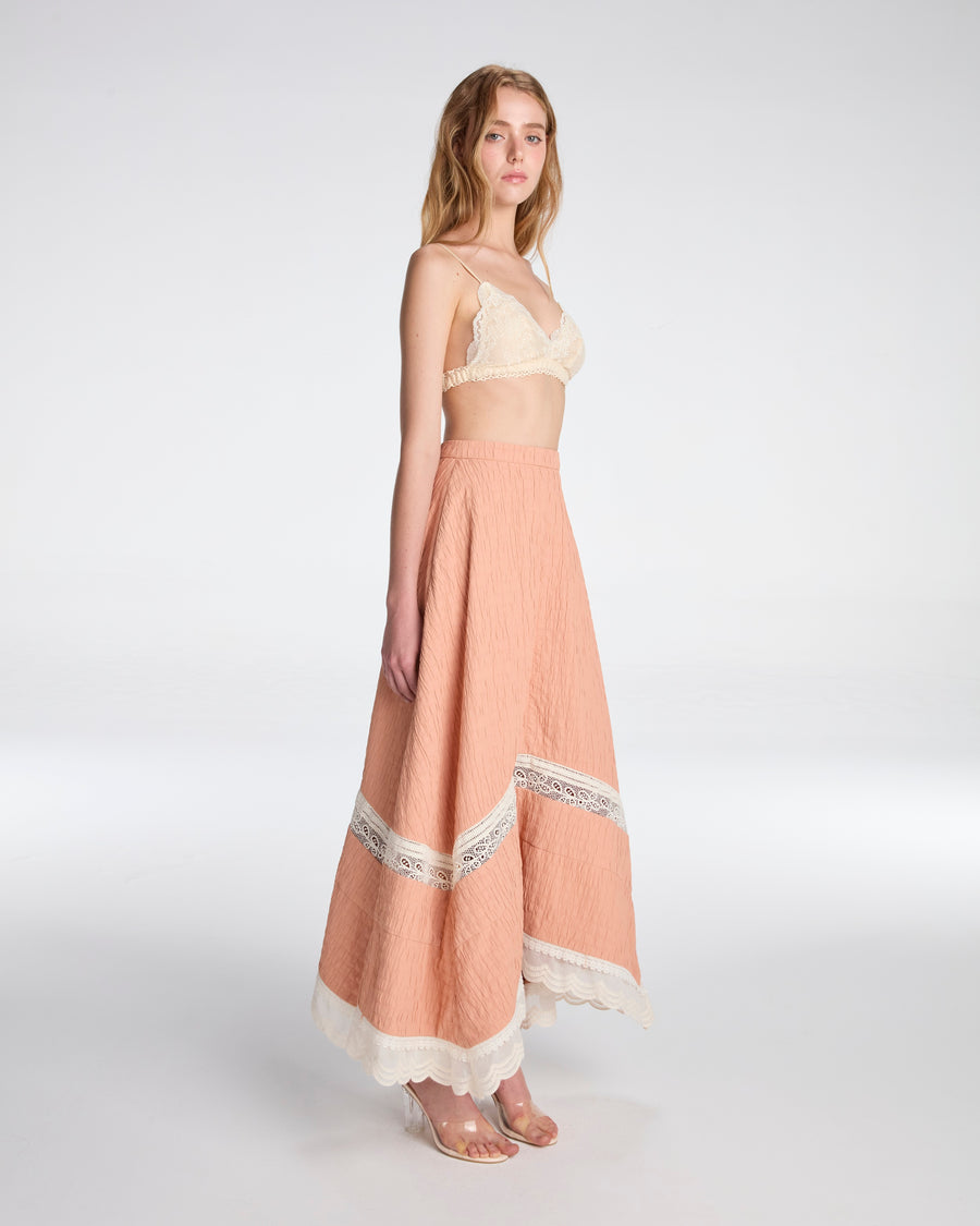 Long square skirt in peach nectar
