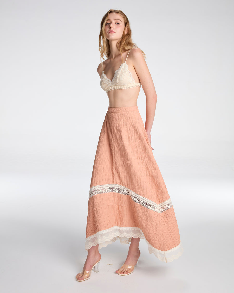 Long square skirt in peach nectar
