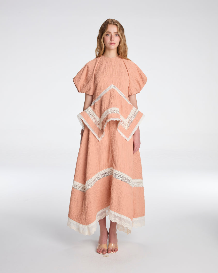 Long square skirt in peach nectar