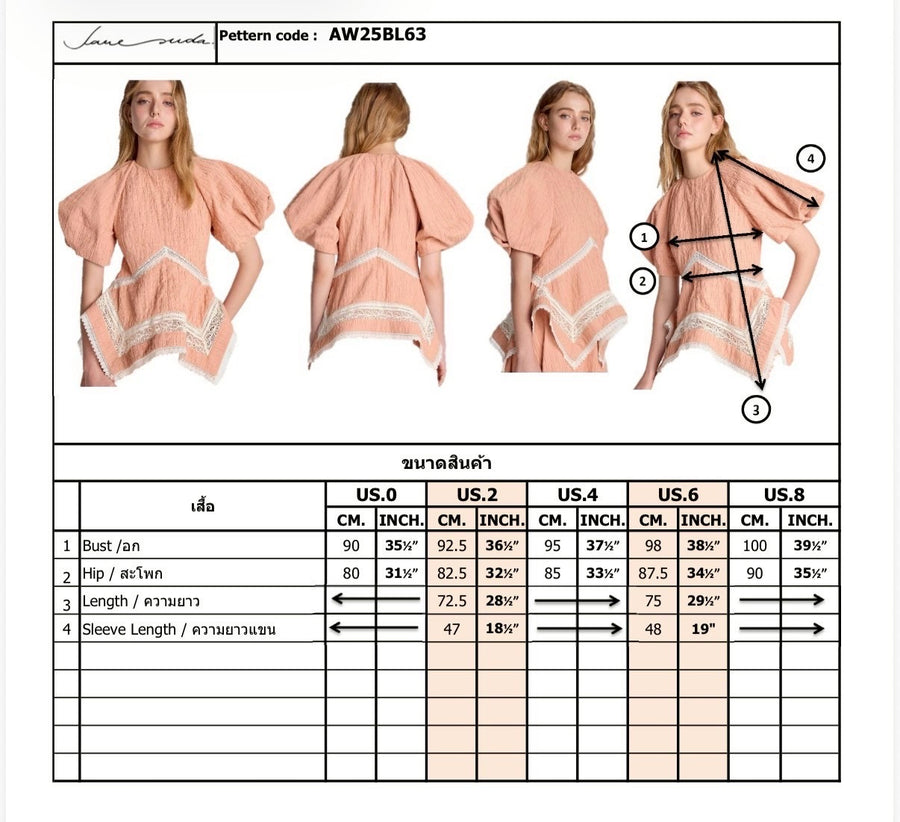 Puffy sleeves blouse in peach nectar