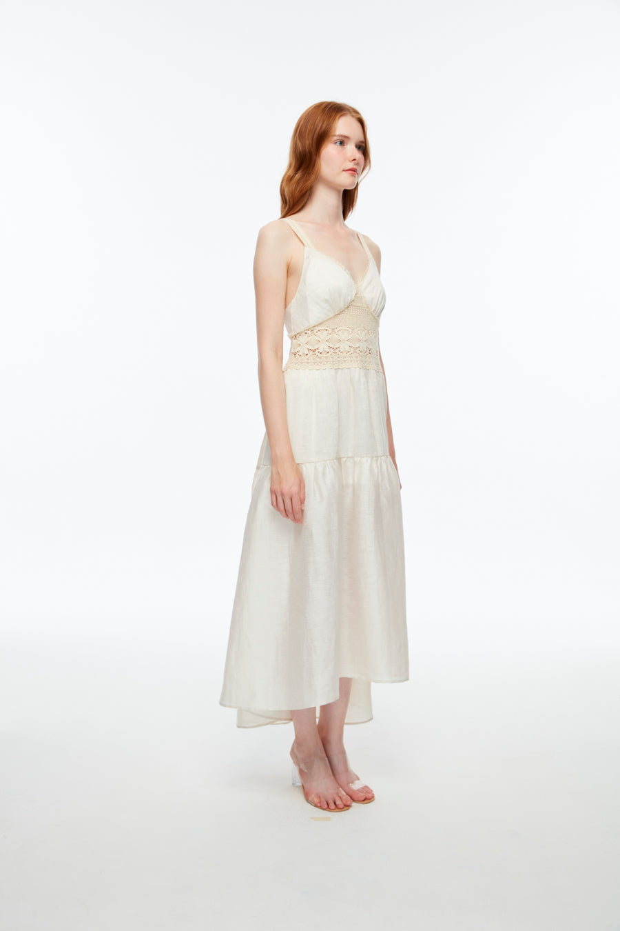Long dress decorated with lace