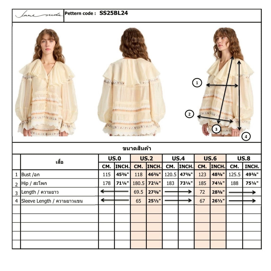 Sheer Blouse with Lace Trimmed