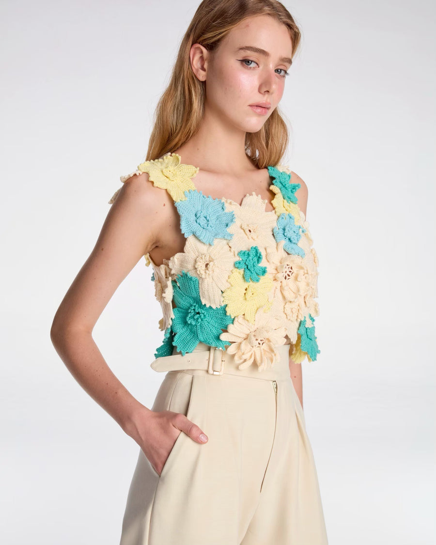 Floral crochet top