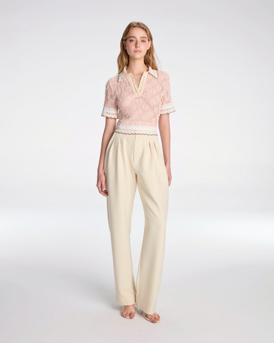 Cozy polo blouse in pink