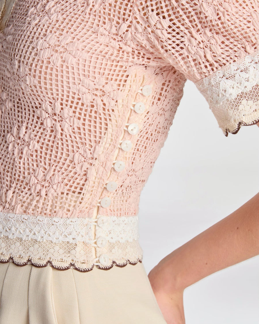 Cozy polo blouse in pink