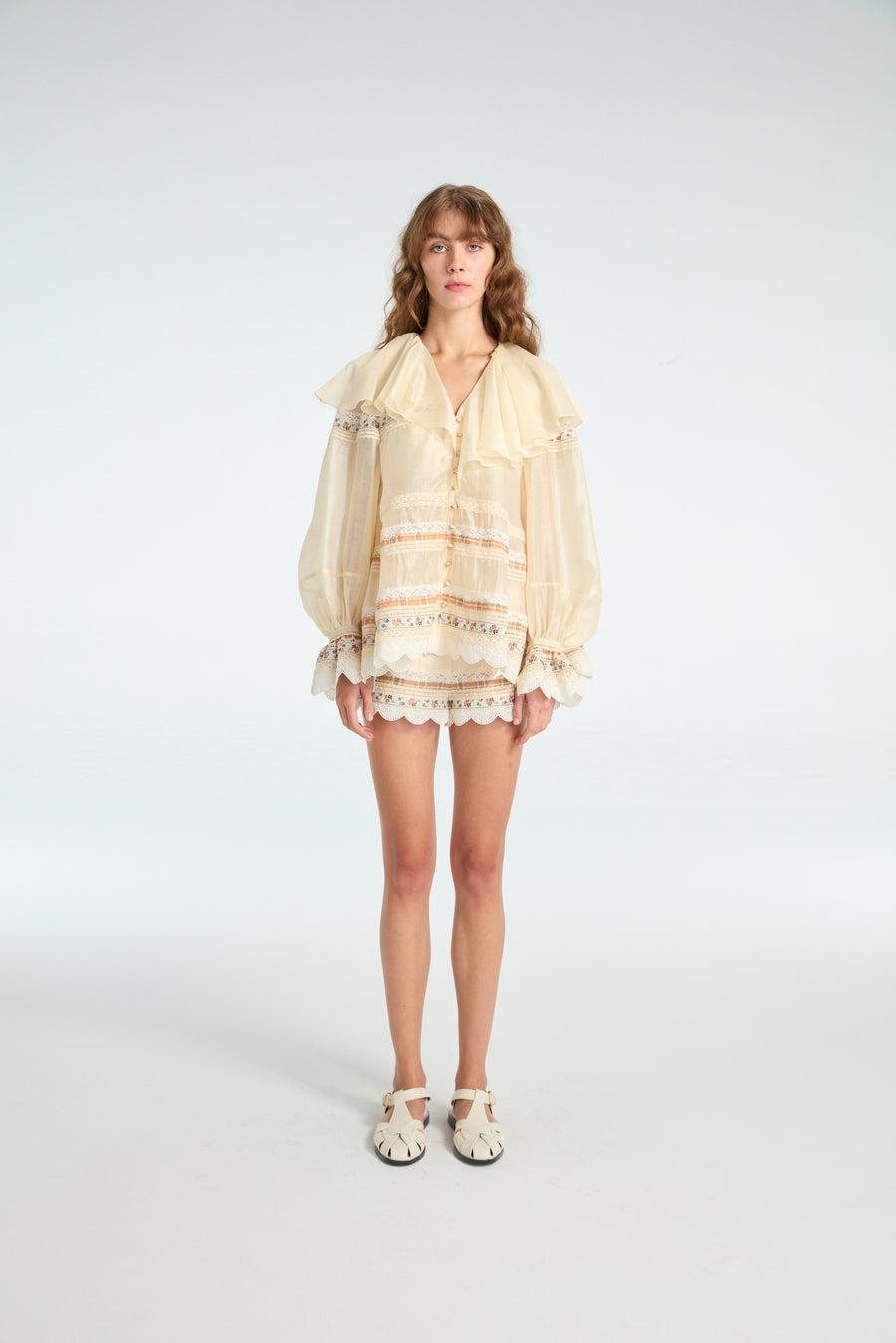 Sheer Blouse with Lace Trimmed