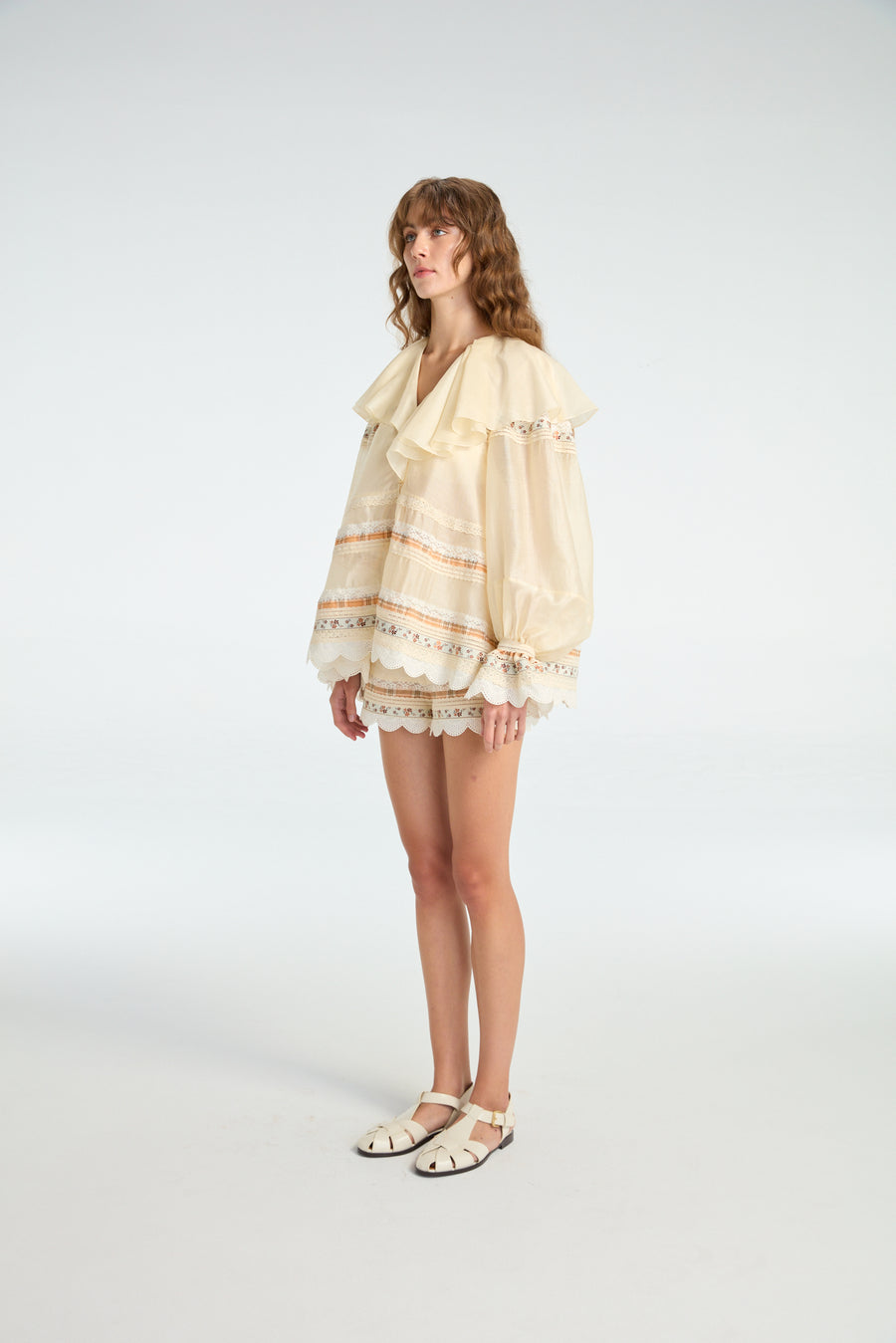 Sheer Blouse with Lace Trimmed