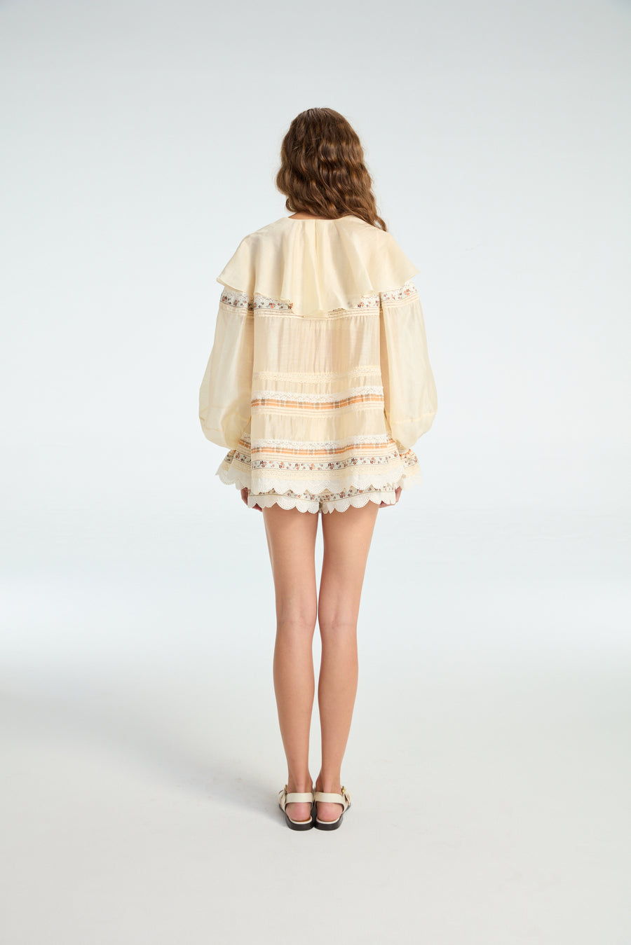 Sheer Blouse with Lace Trimmed