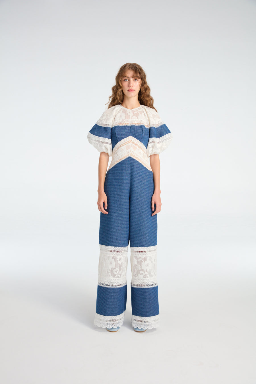 Puffy Sleeves Jumpsuits in Denim
