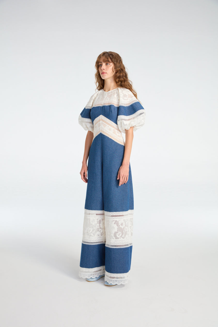 Puffy Sleeves Jumpsuits in Denim