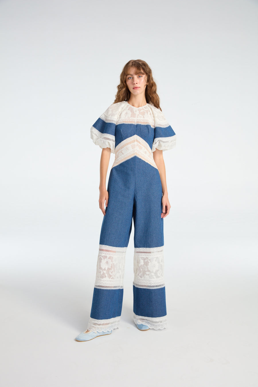 Puffy Sleeves Jumpsuits in Denim