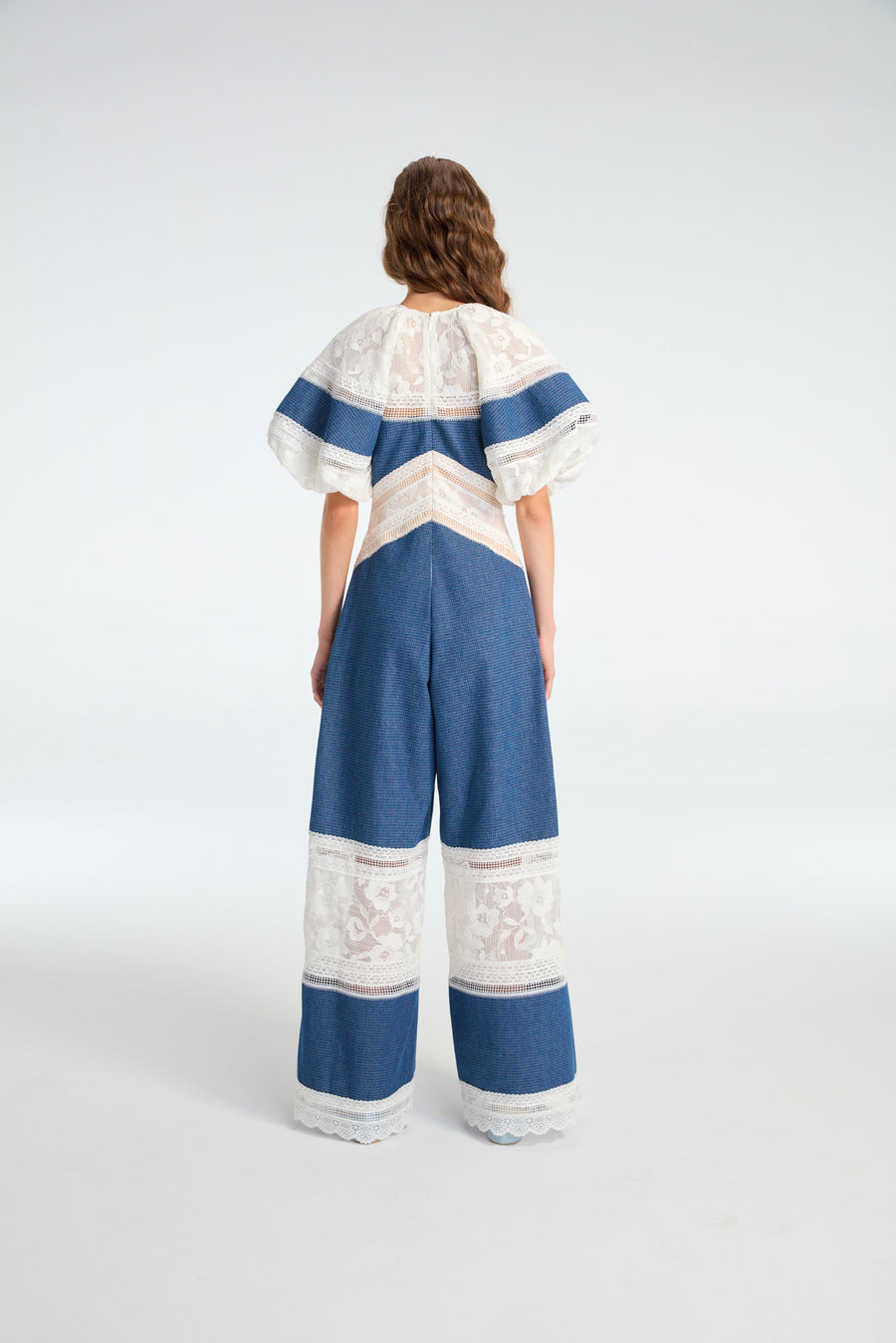 Puffy Sleeves Jumpsuits in Denim