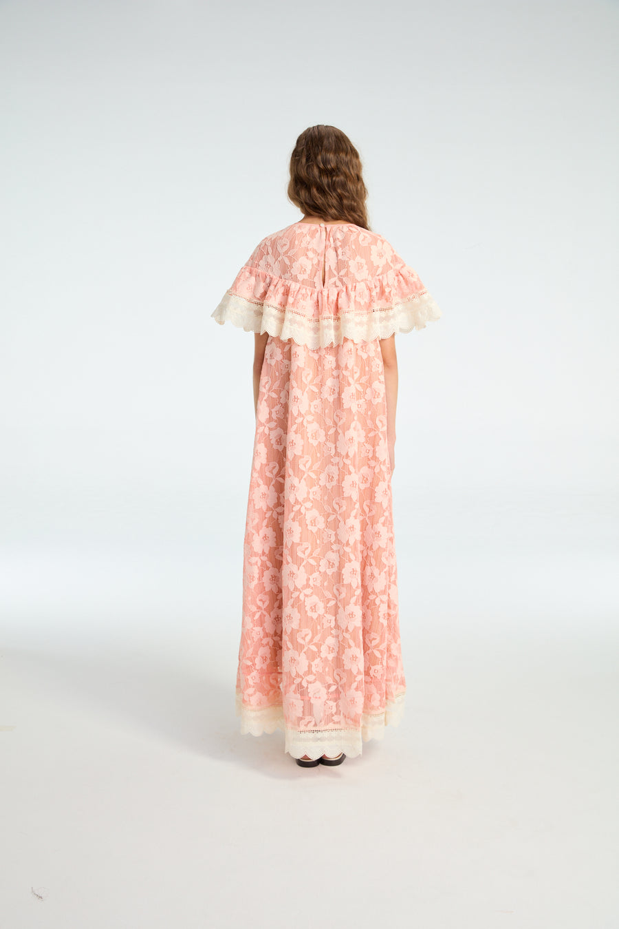 Long Lace Dress in Peach